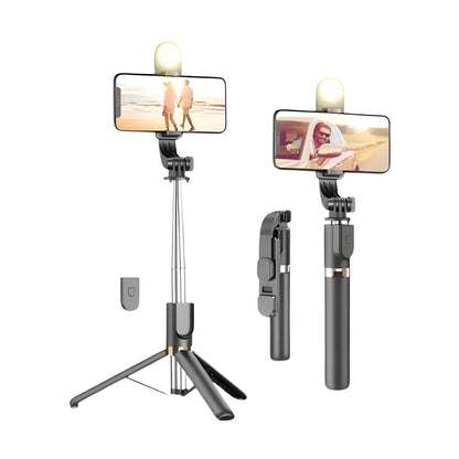 Selfie Stick 4-in-1 R1S Wireless Bluetooth Tripod with LED Light &amp; Remote
